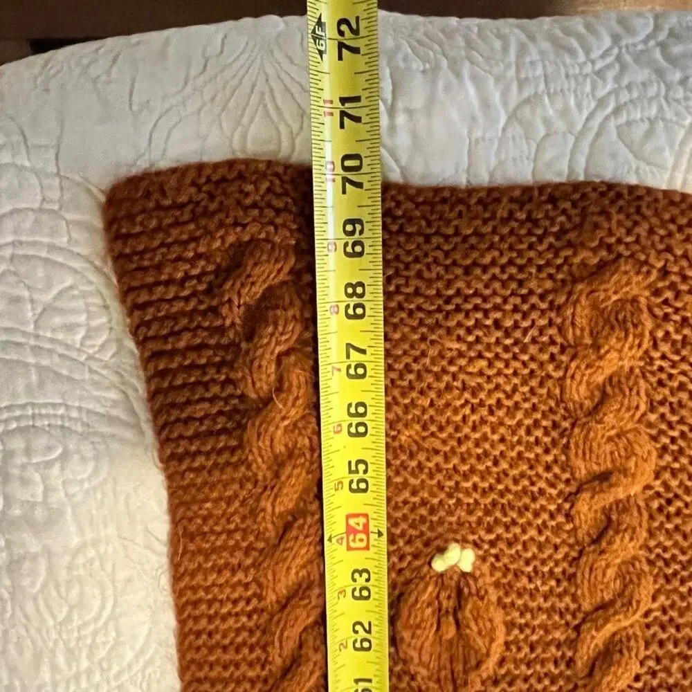 Vintage Blanket Bedspread Crochet Granny Cable Knit Multicolor Fall Cozy Hygge